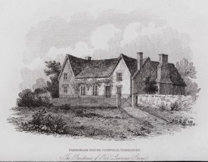 Parsonage House, Coxwold, Yorkshire, la residenza del Rev Laurence Sterne (incisione) da English School
