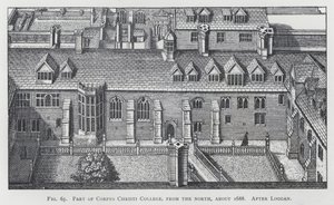 Parte del Corpus Christi College, da nord, circa 1688, dopo Loggan (incisione)