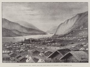 Parte di Dawson City, guardando il fiume Yukon, come appariva nell