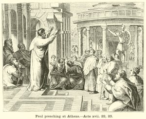 Paolo predica ad Atene, Atti, xvii, 22, 23 da English School