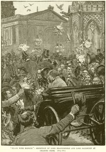 Pace con onore: Accoglienza di Lord Beaconsfield e Lord Salisbury a Charing Cross da English School