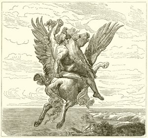 Perseo sul cavallo alato Pegaso, con la testa di Medusa da English School