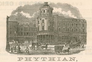 Phythian, grossista e rivenditore di tè per famiglie e magazzini esteri, 430 West Strand e 1-3 King William Street, Londra