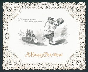Maiale che suona il corno, Cartolina di Natale da English School