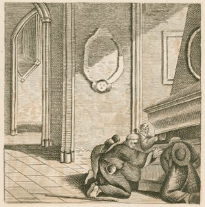 Pellegrini alla tomba di Thomas Becket, Cattedrale di Canterbury, Kent (incisione) da English School