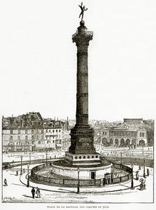 Place de la Bastille e Colonna di Luglio, illustrazione da Old and New Paris di H. Sutherland Edwards da English School