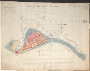 Piano di Port Royal Giamaica, come era prima del terremoto