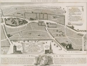 Piano dei sobborghi nord-occidentali di Londra intorno a St Giles in the Fields da English School
