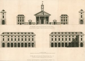 Piano della prospettiva est della Chiesa di San Paolo, Covent Garden e prospettiva ovest di Covent Garden da English School