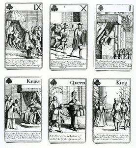 Carte da gioco che raffigurano gli eventi dell