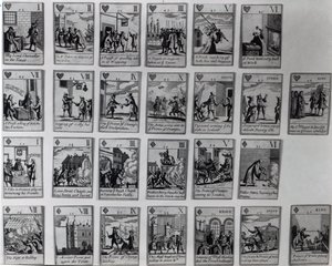 Carte da gioco che raffigurano episodi della Gloriosa Rivoluzione del 1688-89