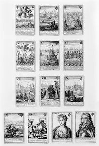 Carte da gioco con personaggi e scene del primo XVIII secolo da English School