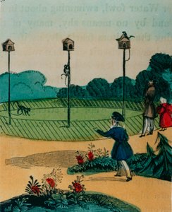 Pali a cui erano incatenati i scimmie in estate come giocattoli a bastone. 1840s da English School