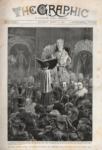 Papa Leone XIII (Leone XIII) Il Giubileo Episcopale del Papa, Sua Santità pronuncia la Benedizione dopo la Messa Giubilare a San Pietro, Roma - Illustrazione per The Graphic, 4 marzo 1893.