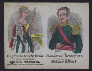 Illustrazione popolare che celebra il matrimonio della Regina Vittoria e del Principe Alberto da English School