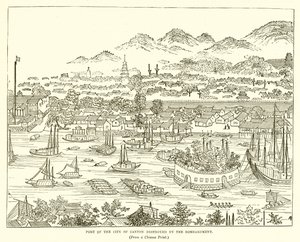 Porto della città di Canton distrutto dal bombardamento da English School