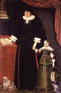 Ritratto di una signora e un giovane ragazzo, forse Anne Bonham e suo figlio Hugh da English School