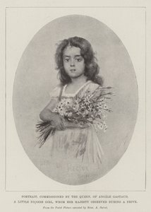 Ritratto, commissionato dalla Regina, di Angele Gastaud, una piccola ragazza nizzarda, osservata da Sua Maestà durante una passeggiata (litografia) da English School