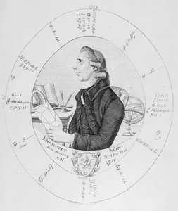 Ritratto di Ebenezer Sibly circondato dal suo oroscopo da English School