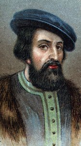 Ritratto di Hernando (Hernan) Cortes (1485-1547) conquistatore inglese - Dalla serie "Leaders of Men" da English School
