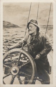 Ritratto di Re Edoardo VII al timone della HMS Britannia