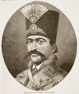 Ritratto di Nasser-ed-Deen, Scià di Persia, illustrazione da Cassells Illustrated History of England da English School