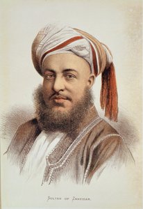 Ritratto di Sayyid Barghash (c.1834-88), Sultano di Zanzibar (litografia a colori) da English School