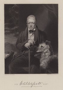 Ritratto di Sir Walter Scott, con cane (incisione)