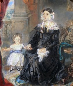 Ritratto di una madre e di un bambino in un interno, c.1830