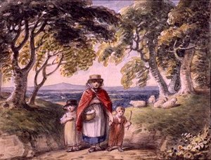 Ritratto di una donna e due bambini in un paesaggio boschivo, c.1820