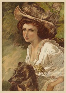 Ritratto di una giovane donna con un cane da English School