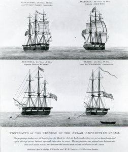 Ritratti delle navi della spedizione polare del 1818 - Incisione da English School