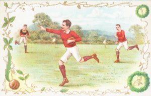 Cartolina con uomini che giocano a rugby da English School