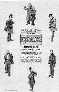 Poster pubblicitario del recital di Albert Chevalier alla Queen