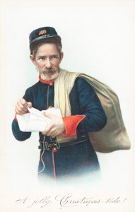Postino con sacco, cartolina di Natale da English School