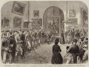 Presentazione alla Contessa di Yarborough di un Ritratto Equestre di Sua Signoria da parte dei Gentiluomini della Brocklesby Hunt da English School