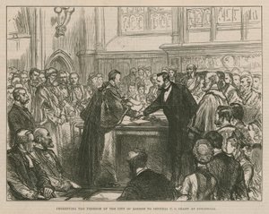 Presentazione della libertà della Città di Londra al Generale U S Grant al Guildhall da English School