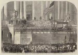Il presidente Lincoln che pronuncia il suo discorso inaugurale da English School