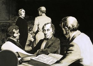 Il Primo Ministro Benjamin Disraeli conferisce con i suoi colleghi conservatori