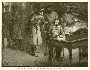 Il principe Alessandro di Bulgaria firma la sua abdicazione