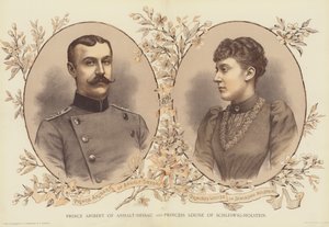 Principe Aribert di Anhalt-Dessau e Principessa Louise di Schleswig-Holstein (cromolitografia) da English School