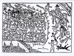 Il principe Rupert nascosto in un campo di fagioli alla battaglia di Marston Moor il 2 luglio 1644