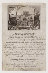 Venditore di stampe e maestro di disegno, Archibald Robertson, biglietto da visita