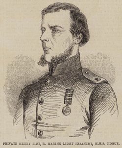 Soldato Henry Fido, Fanteria Leggera dei Marines Reali, HMS Hogue (incisione)
