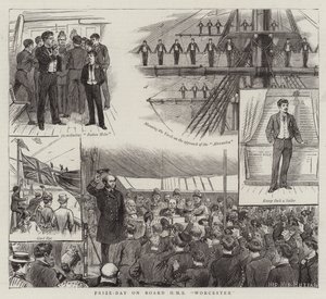 Giorno dei premi a bordo della HMS Worcester (incisione) da English School