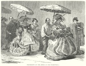 Processione dei Joro nello Yoshiwara (incisione) da English School