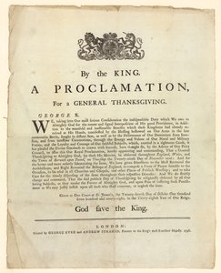 Proclamazione per un Ringraziamento Generale, 1798 da English School