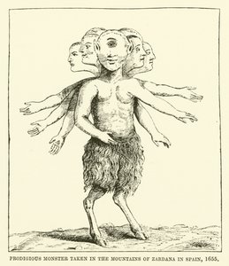 Mostro prodigioso catturato nelle montagne di Zardana in Spagna, 1655 da English School