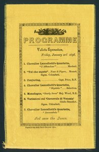 Programma per la Valletta Gymnasium, 3 gennaio 1896 da English School