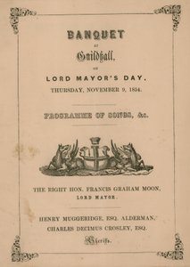 Programma per il banchetto alla Guildhall, Londra, il 9 novembre 1854 da English School